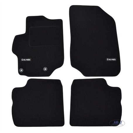 J&J AUTOMOTIVE | Logo Tapis De Sol Noir Velours sur Mesure pour C-Elysee Depuis 2012