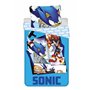 Sonic The Hedgehog Tails Knuckles Parure de lit réversible avec housse de couette et taie d'oreiller