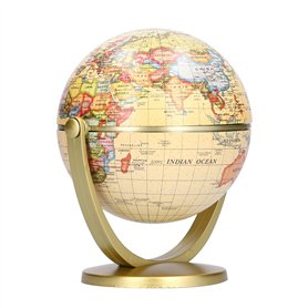 Mini globe terrestre éducatif vintage marron avec support
