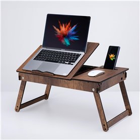 Vigo Support en Bois pour Ordinateur Portable et lit réglable avec Rangement intégré