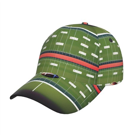 Casquette de baseball réglable avec imprimé terrain de football américain et ballon pour hommes