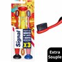 SIGNAL - Brosse à Dents Enfants 7+ ans - Bouts arrondis et ventouse pour une brosse à dents ludique - Extra souple (lot de 3 Bro