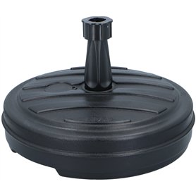 MaxiMondo Pied de Parasol - Plastique - pour Parasol Standard - Remplit d'eau ou de Sable - Diamètre : 45 cm - Rond Noir