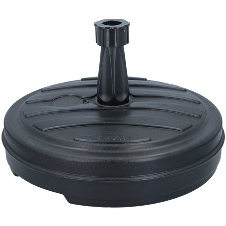 MaxiMondo Pied de Parasol - Plastique - pour Parasol Standard - Remplit d'eau ou de Sable - Diamètre : 45 cm - Rond Noir