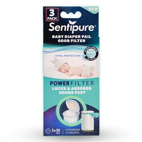 Sentipure® Filtre anti-odeurs pour seau à couches - absorbe mauvaises odeurs