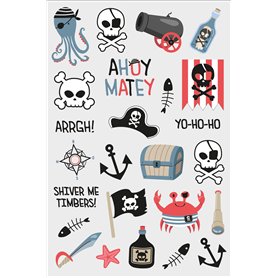 Folat Décoration anniversaire enfant Party-25 pièces-Tatouages ​​Crâne Chapeau Accessoires Fête Pirate Fille Garçon