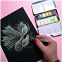 Florence Papier Aquarelle Lisse - A4 - Noir - 10 feuilles - 300 g/m² - Sketchbook pour le Dessin, la Calligraphie et la Peinture