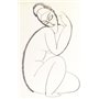 Sculpture - Nu féminin Assis - Figure de museumsshop - basé Une Amedeo Modigliani, Blanc
