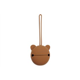 Jollein Boîte à tétine en silicone pour les déplacements - Caramel - Diamètre 7 cm - Rangement de tétine - Marron