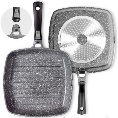 Coninx Poêle Grill Induction 28 cm | Poele Antiadhésive Avec Revêtement Granit ILAG Granistone 100% sans PFOA | Poele gril Avec
