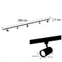 Qazqa jeana - Système de rail spot luminaire plafond, plafonnier compatible pour led - 5 lumière - L 2860 mm - Noir - Moderne - 