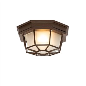 Qazqa bri - Plafonnier - 1 lumière - Ø 21.3 cm - Brun rouille - Rustique - éclairage extérieur