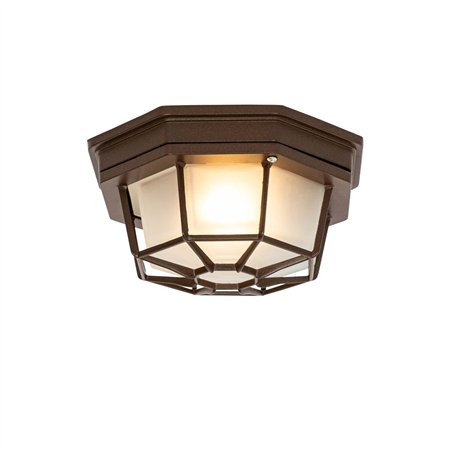 Qazqa bri - Plafonnier - 1 lumière - Ø 21.3 cm - Brun rouille - Rustique - éclairage extérieur
