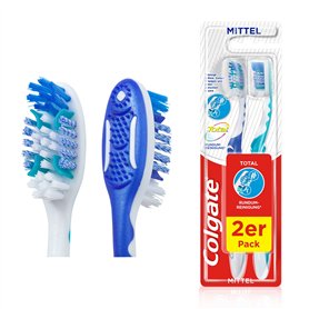 Colgate Total Lot de 2 brosses à dents de nettoyage complet 1 + 1 Medium