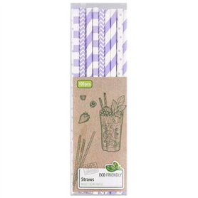 100 pailles Papier écologiques et biodégradables - Coloris aléatoire