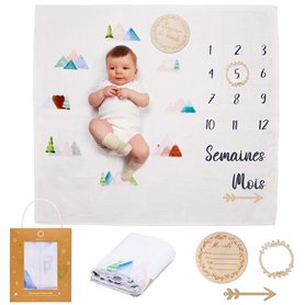 ODOXIA Couverture Etape Bébé en Français | Langes Bébé | Tapis Mois Garçon Ou Fille