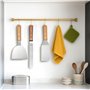 Elalove Set de 3 Spatules Professionnelles pour Plancha Poignée en Bois - Spatule à Steak en Acier Inoxydable 26cm avec Grattoir