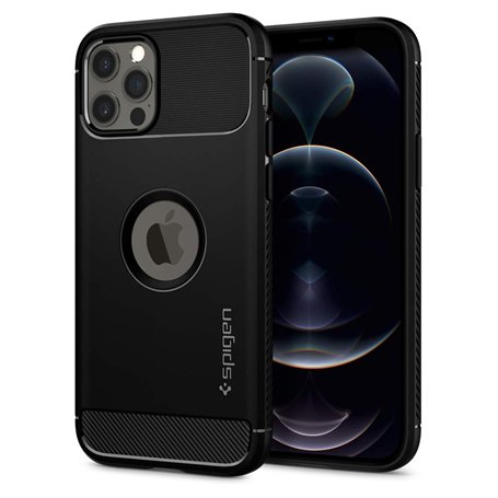 Spigen Rugged Armor Coque pour iPhone 12 et iPhone 12 Pro - Noir Mat