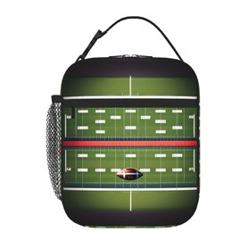 DUWAA Sac à déjeuner avec imprimé terrain de football américain et ballon de football américain pour homme et femme pour le trav