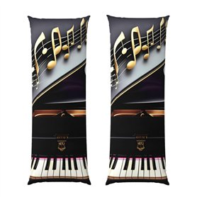 Housse de coussin motif notes de musique et pianos - Ultra douce - Respirante - Esthétique