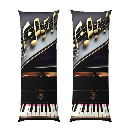 Housse de coussin motif notes de musique et pianos - Ultra douce - Respirante - Esthétique