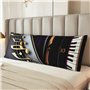 Housse de coussin motif notes de musique et pianos - Ultra douce - Respirante - Esthétique