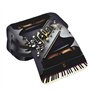 YQxwJL Trousse à crayons avec imprimé notes de musique et pianos, grande capacité, portable avec fermeture éclair, pour bureau e