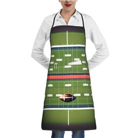 LNNIUK Tablier de cuisine imprimé terrain de football américain et ballon avec poche pour homme et femme