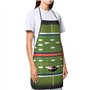 LNNIUK Tablier de cuisine imprimé terrain de football américain et ballon avec poche pour homme et femme, blanc, taille unique