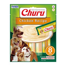 INABA Friandises liquides pour Chien Churu crème au Poulet - 8 Tubes de 20g