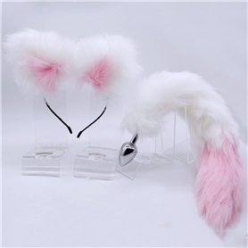 Bandeau oreilles de chat moelleux + accessoire de queue 2 pièces/ensemble