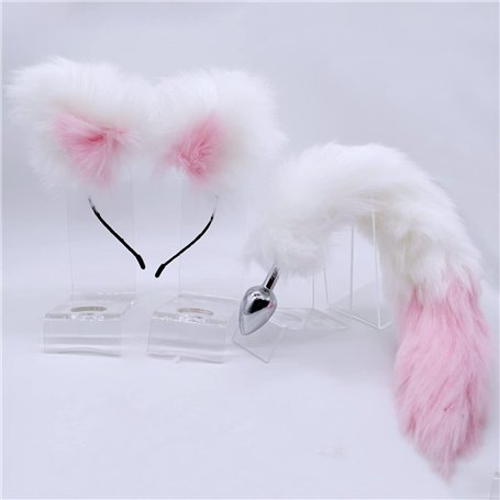 Bandeau oreilles de chat moelleux + accessoire de queue 2 pièces/ensemble