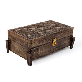 Ajuny – Boîte à bijoux style vintage faite à la main en bois antique