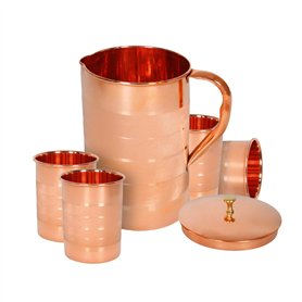 Zap impex Carafe de luxe en cuivre pur avec 4 verres