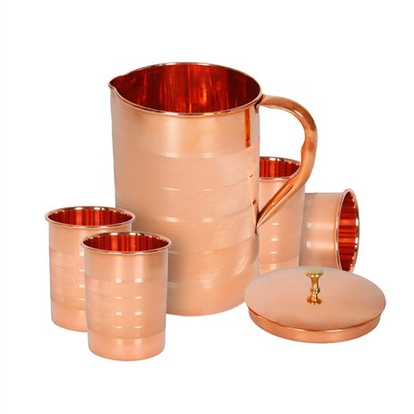 Zap impex Carafe de luxe en cuivre pur avec 4 verres