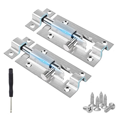 Lot de 2 verrous de porte coulissants de 75 mm avec tournevis