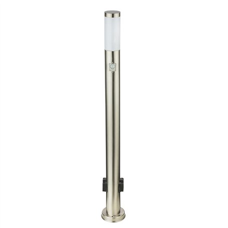 Lampadaire extérieur luminaire sur pied espace extérieur inox senseur prises de courant