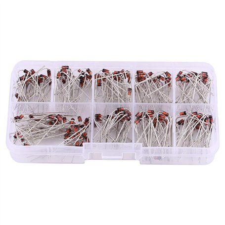 Telituny Diode 200pcs 10 valeurs Assortiment de diodes Zener Kit électronique pour connexion de circuit électronique d'alimentat