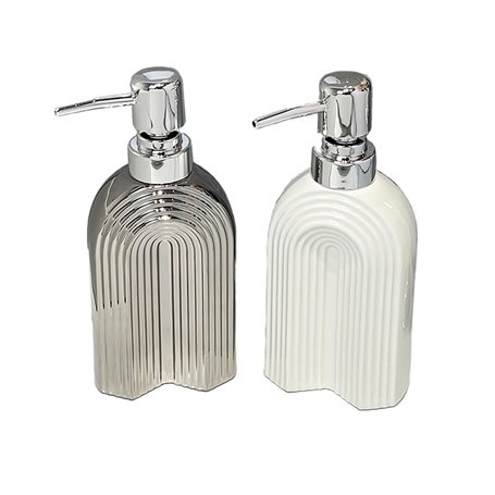 Distributeur de Savon Bouteille distributrice de savon en céramique de luxe avec pompe argentée