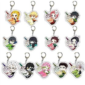 SUJEBRAN 13 Pièces Ghost Slayer Figurine Porte Clef Ghost Slayer Accessoires Cos Anime Jouet Keychain Merch