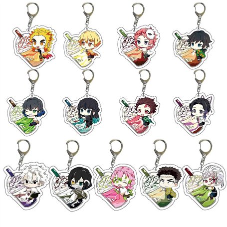 SUJEBRAN 13 Pièces Ghost Slayer Figurine Porte Clef Ghost Slayer Accessoires Cos Anime Jouet Keychain Merch
