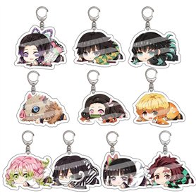 SUJEBRAN 10 Ghost Slayers Porte Clef Anime Figurine Accessoires Cos Jouet Ghost Slayers Keychain Cute Bag Pendentifs