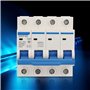 Disjoncteur miniature AC, DZ47‑63 C63 400V/63a Disjoncteur de courant à isolateur 4 pôles Disjoncteur à montage sur rail DIN Com
