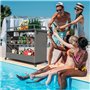 véhicule de stockage Chariot de cuisine, chariot de bar portable avec roulettes, table de comptoir en rotin avec 2 étagères en a