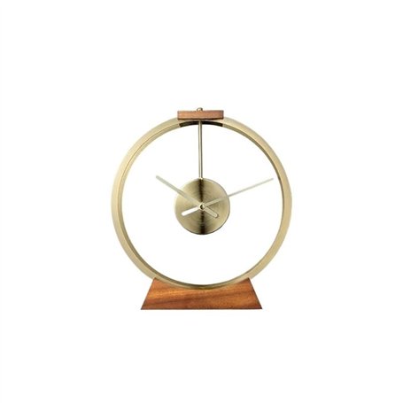 Linmeas-753 Horloge de Table Horloge de Table créative en métal et Bois Massif