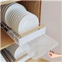 QHENS Égouttoir à Vaisselle Coulissante Blanc pour 13 Assiettes, Egouttoir Vaisselle Metal avec Bac d'Égouttement Amovible, Égou