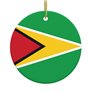 WHJWZY Pendentif de Noël rond en céramique pour décoration festive et cadeau Motif drapeau de la Guyane