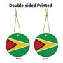 WHJWZY Pendentif de Noël rond en céramique pour décoration festive et cadeau Motif drapeau de la Guyane
