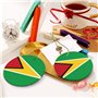 WHJWZY Pendentif de Noël rond en céramique pour décoration festive et cadeau Motif drapeau de la Guyane