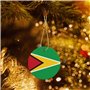 WHJWZY Pendentif de Noël rond en céramique pour décoration festive et cadeau Motif drapeau de la Guyane